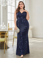 Stripe pattern plus-size dresses