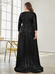 Plus Plunging Neck Sequin Party Dress