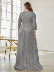 Sleeves Sequins Evening Dress