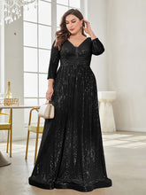 Sleeves Sequins Evening Dress