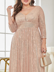 Plus Plunging Neck Sequin Party Dress