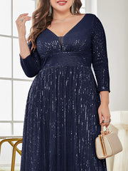 Plus Plunging Neck Sequin Party Dress