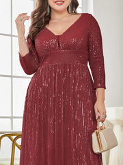 Sleeves Sequins Evening Dress