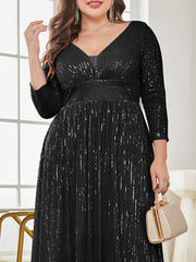 Plus Plunging Neck Sequin Party Dress