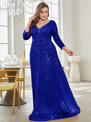 Plus Plunging Neck Sequin Party Dress