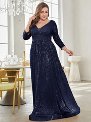 Plus Plunging Neck Sequin Party Dress