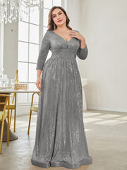 Plus Plunging Neck Sequin Party Dress