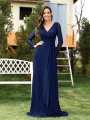 Elegant Green Long Sleeve Formal Evening Dresses | XUIBOL
