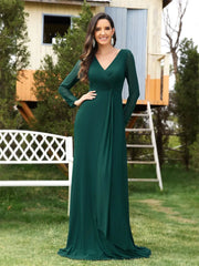 Elegant Green Long Sleeve Formal Evening Dresses | XUIBOL