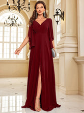 Chiffon Long Sleeve Navy Evening Dress