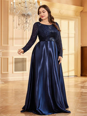Plus Size Elegant O-Neck Sequin Evening Dress