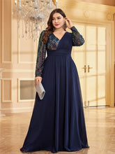Plus Size Chiffon Long Sleeve Evening Dresses