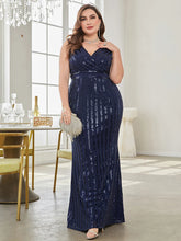 Plus Size Luxury V-Neck Evening Dress