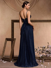 V-Neck A-Line Floor-Length Gown