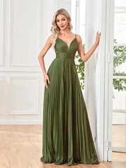 V-Neck A-Line Floor-Length Gown