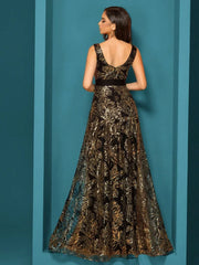 Sequins Blue Evening Dress