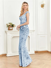 Long Mermaid Formal Deep V-neck Prom Dresses