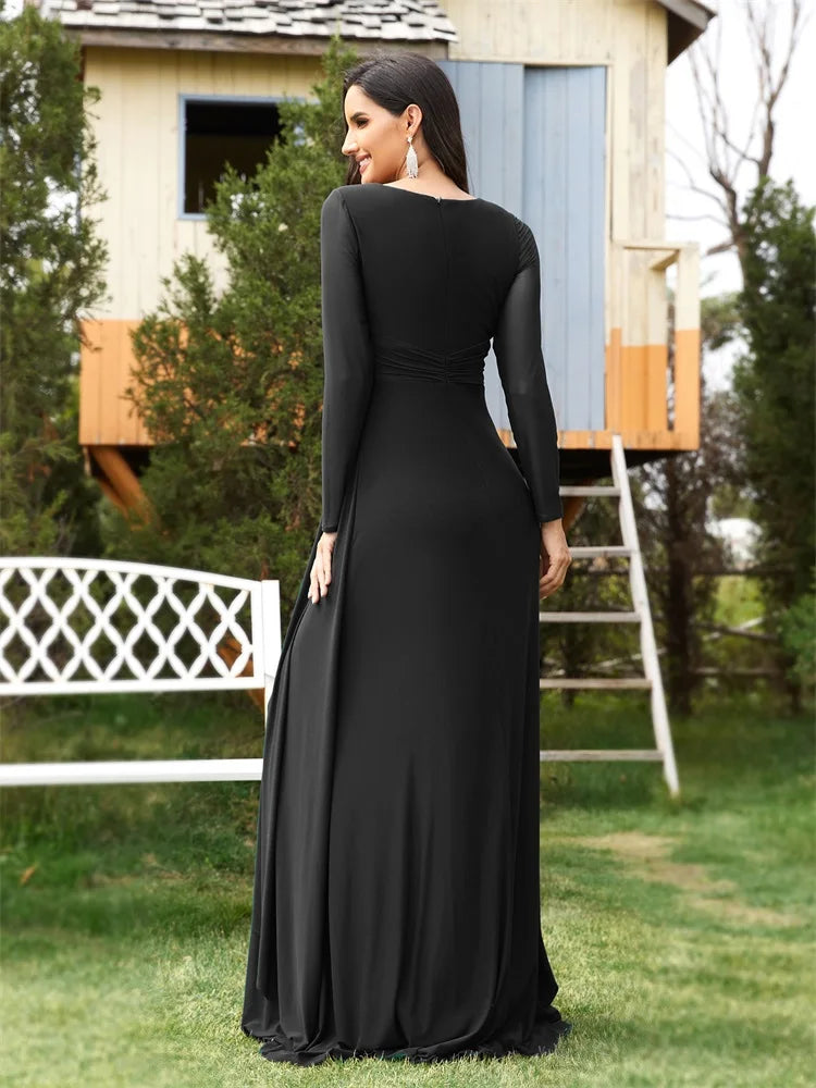 Elegant Green Long Sleeve Formal Evening Dresses | XUIBOL
