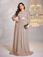 Plus Size sleeve Sequin Evening Dresses