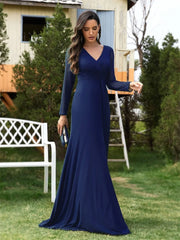Elegant Green Long Sleeve Formal Evening Dresses | XUIBOL