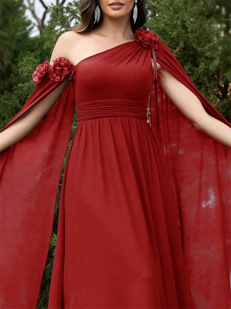 Chiffon Streamer Navy Evening Dress | XUIBOL