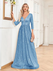 Sexy Deep V-Neck Sequins Evening Dress