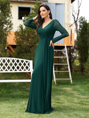 Elegant Green Long Sleeve Formal Evening Dresses | XUIBOL