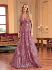 Sequins Blue Evening Dress