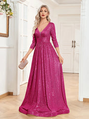 Sexy Deep V-Neck Sequins Evening Dress