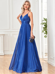 V-Neck A-Line Floor-Length Gown