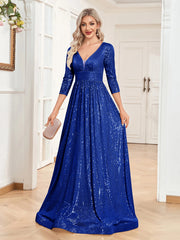 Sexy Deep V-Neck Sequins Evening Dress