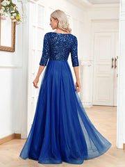 Long Sleeves Wedding Party Maxi Prom Dress