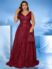 Luxury Sexy Deep V-Neck Sequins Green Evening Dress