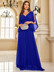Chiffon Long Sleeve Navy Evening Dress