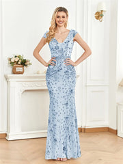 Long Mermaid Formal Deep V-neck Prom Dresses