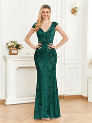 Long Mermaid Formal Deep V-neck Prom Dresses