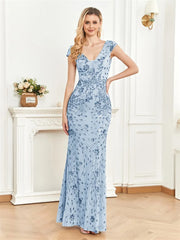 Long Mermaid Formal Deep V-neck Prom Dresses
