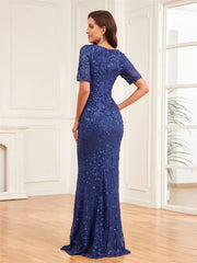 Plus Size Elegant Vneck Sequins Evening Dress