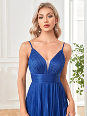 V-Neck A-Line Floor-Length Gown