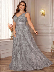 Luxury Sexy Deep V-Neck Sequins Green Evening Dress