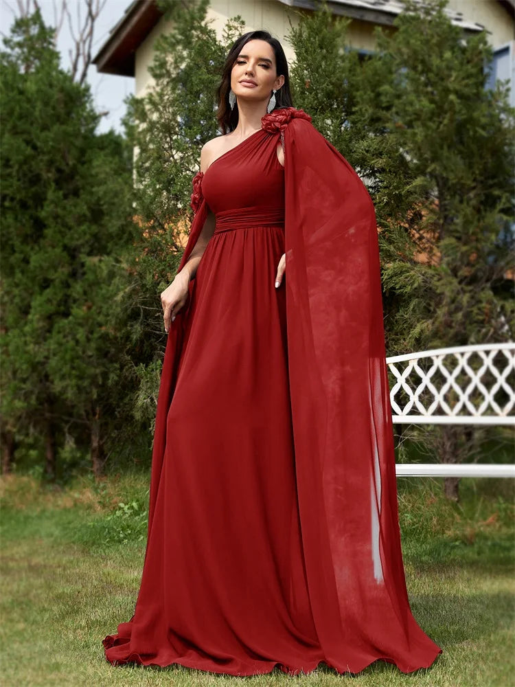 Chiffon Streamer Navy Evening Dress | XUIBOL