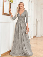 Sexy Deep V-Neck Sequins Evening Dress