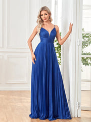V-Neck A-Line Floor-Length Gown