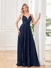 V-Neck A-Line Floor-Length Gown
