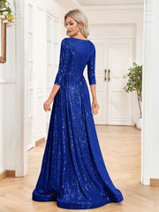 Sexy Deep V-Neck Sequins Evening Dress