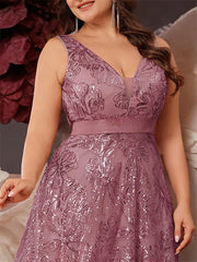 Luxury Sexy Deep V-Neck Sequins Green Evening Dress