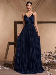V-Neck A-Line Floor-Length Gown