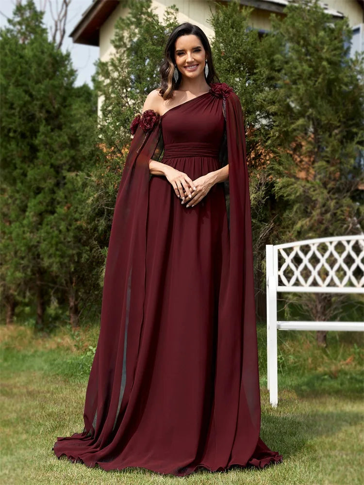 Chiffon Streamer Navy Evening Dress | XUIBOL