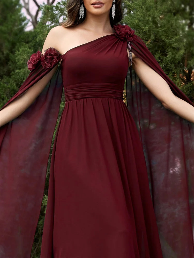 Chiffon Streamer Navy Evening Dress | XUIBOL