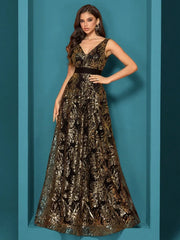 Sequins Blue Evening Dress